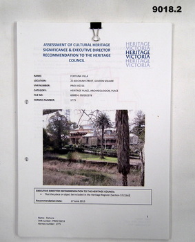 A4  Paper Heritage Report of Fortuna Villa