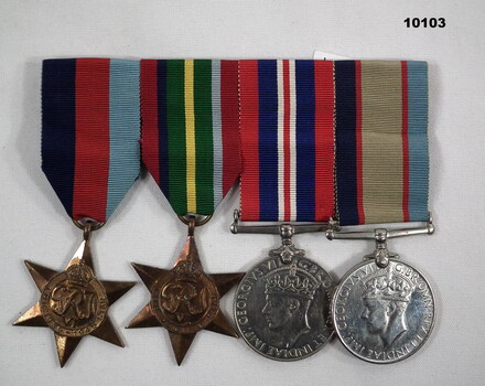 Set of four mounted WW2 medals.