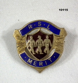 Gold and enamel RSL Merit badge.