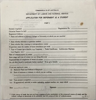 Letters re national service 1966