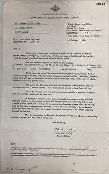 Letter regarding National service 1966