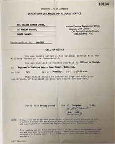 Letter relating to Call up for NS