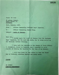 Letter relating to Leave of Absence NS