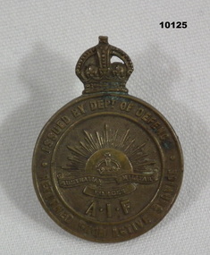 WW1, returned from Active Service badge.