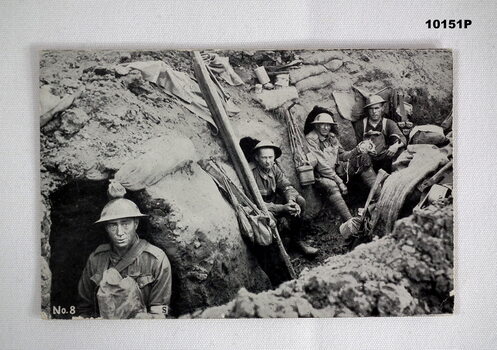 Photo of Aust Field Ambulance soldiers in WW1 trenches.