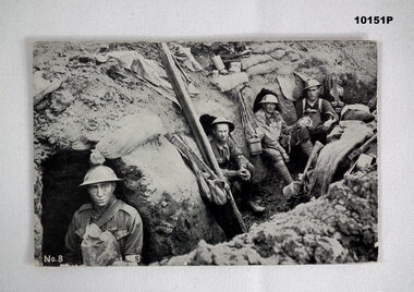 Photo of Aust Field Ambulance soldiers in WW1 trenches.
