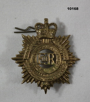 Gold coloured RAASC hat badge.
