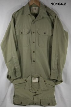 Khaki Army uniform work shirts.