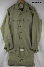 Khaki Army uniform work shirts.
