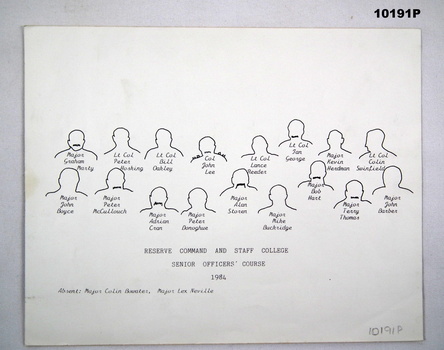 Colour photograph of Army Reserve Officers with names.