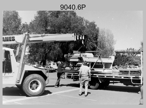 Gerber Optical Line Following (OLF) Scanner Removal from Air Survey Squadron’s Building 16, Army Survey Regiment, Fortuna, Bendigo, circa 1982-1983.