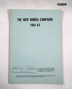 Booklet summarising the New Guinea Campaign 1941-43.