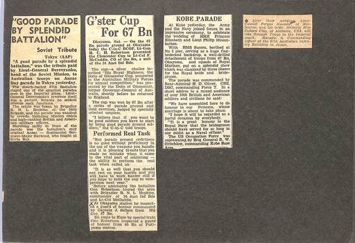 Press clippings from album featuring 67th Battalion