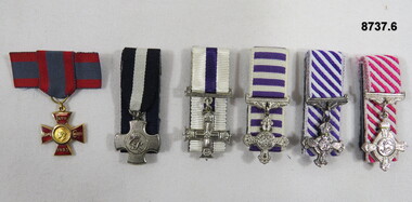 Miniature set of six (6) medals.