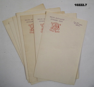 38th Battalion Officers Mess Stationary.