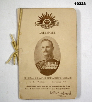 Two page Christmas Card commemorating Gallipoli.