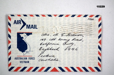 Addressed Air Mail envelope sent to addressee from Vietnam.