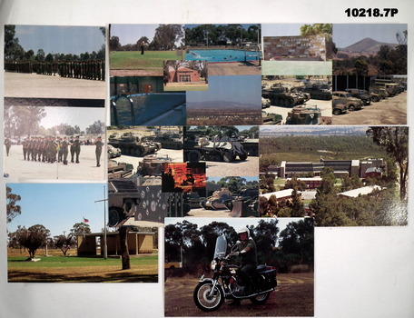 Collection of seven coloured postcards featuring Puckapunyal Army Base.