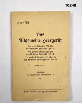 German Language WW2 book on Field Kitchen Equipment.