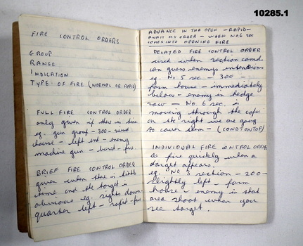 Pages from hand written training notes.
