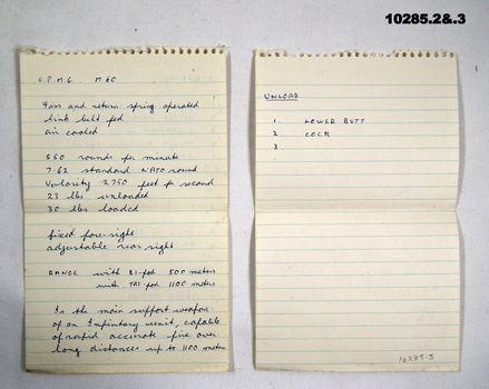 Pages from hand written training notes