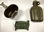 Water bottle, carrier, mug and field dressing.