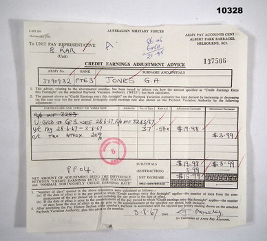 Credit earnings adjustment statement.