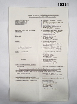 Document, National Servicemen re establishment in work force.