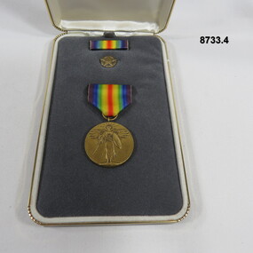 USA Medal in box, black with gold decoration.