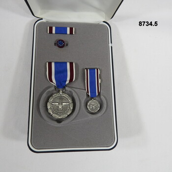 USA MEDAL BOX WITH GOLD DECORATION.