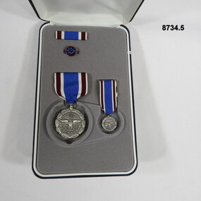 USA MEDAL BOX WITH GOLD DECORATION.