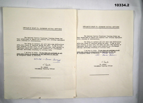 Information sheet for national servicemen.