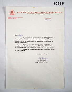 A letter relating to Vocational training for NS