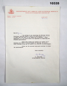 A letter relating to Vocational training for NS
