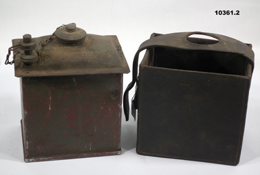 Two Vickers Machine gun oil cans.