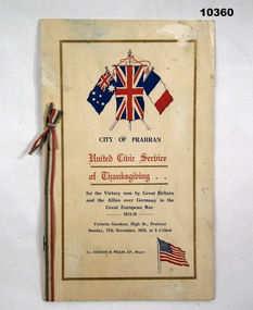 Programme - THANKSGIVING PROGRAMME, WW1