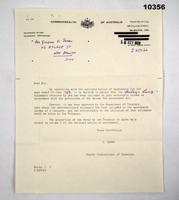 Letter - TAXATION ASSESSMENT