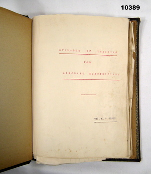 Binder containing training notes for RAAF Aircraft Electricians.