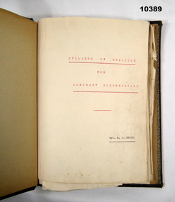 Binder containing training notes for RAAF Aircraft Electricians.