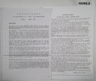 Two newsletters from 7th Battalion A.I.F. Association.