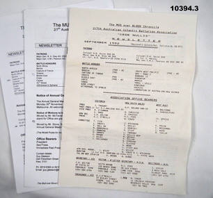 Three newsletters from 2/7th Battalion Association.