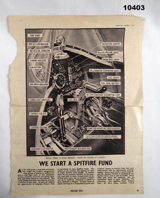 Single magazine page depicting a Spitfire cockpit.