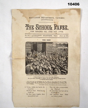 Single page of "The School Paper" 1918.