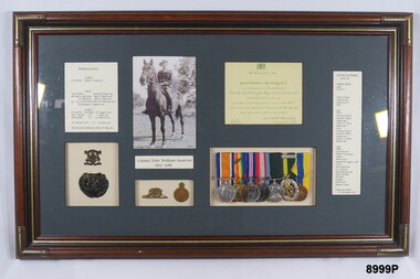 Framed presentation, Service and Awards of Colonel John Swatton.