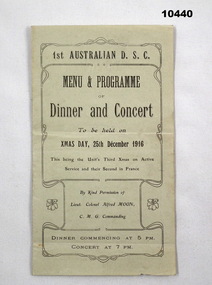 Christmas Day 1916, Dinner and Concert.