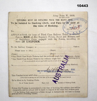 Travel voucher Post WW1.