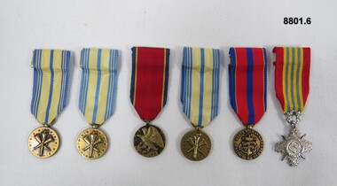 Set of six (6) miniature medals.