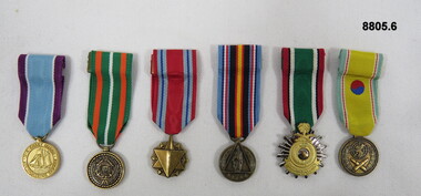 Set of six (6) Miniature medals,