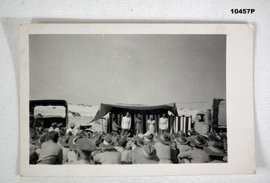 Black and white photograph of a concert party at El Alamein.