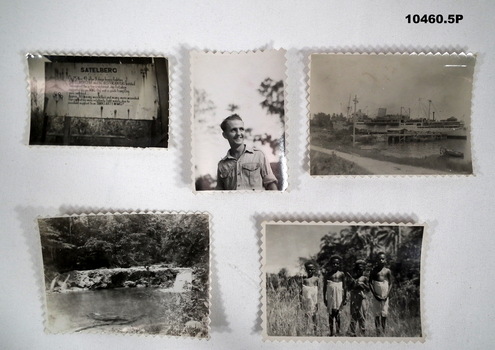 Series of five black and white photographs of Post WW2 New Guinea.